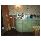 Ice Cream maker--Beer glasses--Vintage plastic Ice bucket--Collectible Licquer bottles--Brooms