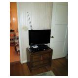 Side table--Flat screen TV--Video & CD player