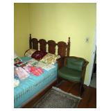 Vintage hand towels Double bed  Chair