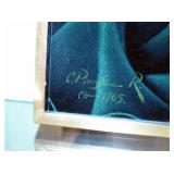 Artist signature (not sure the spelling) black velvet painting