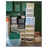 Plastic bins w/drawers