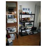 Older computer--color printer--Typewriters--Book ends--Scale--Pharmacy blue pill tiles