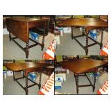Great vintage drop leaf table—Top turns-barley twist legs