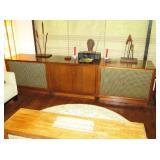 Small Panasonic stereo cassette--Bozak Stereo speakers in cabinet-- Head Sculptor--Rug