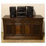 Vintage Admiral & Solid State Record Cabinet & Kenwood CD/Cassette Player
