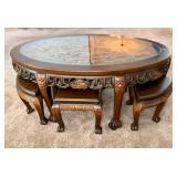 Oval Carved Asian Coffee Table 