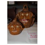 Flossie Meaders 4 face Face jug and Flossie Meaders kids small face jug