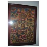 Asian style fabric framed