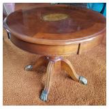 Inlaid Pedestal Walnut Table