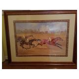 Lg Primitive Horse Race Lithograph Lg Primitive Horse Race Lithograph