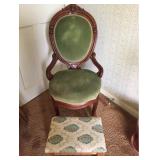 Victorian Parlor Chair and Footstool