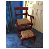 Vtg Cherry Chair and Foot Stool