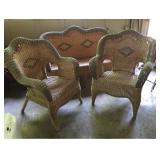 Wicker Patio Settee and Chairs Wicker Patio Settee and Chairs