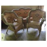 Wicker Patio Settee and Chairs