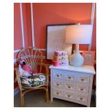 nightstand, lamp, chair