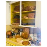 wicker baskets, kitchen supplies