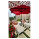Patio umbrella and outdoor recliners