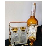 Vintage decanter with brass trim