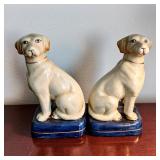 Ceramic dog book ends