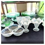 Milk glass and green glass