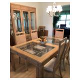 Stanley Furniture Light Wood/Beveled Glass Dining Table w/6 Chairs - $395 (44W  65L - w/o 16