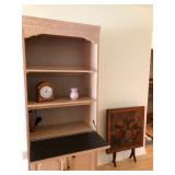 Light Wood Drop-front Secretary w/shelves, storage - $175  (30W  17D  76-1/2H)