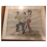 Vintage Jim Gall Caricature Cartoon Original