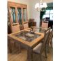 Stanley Furniture Light Wood/Beveled Glass Dining Table w/6 Chairs - $395 (44W  65L - w/o 16" leaf 