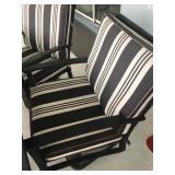 Black Metal Lanai Table w/6 Chairs & Cushions - $150  (42W  75L  29H) 