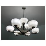 Six-piece lighting grouping by Kichler - one 9-light chandelier, one 5-light chandelier, two 3-light