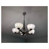 Six-piece lighting grouping by Kichler - one 9-light chandelier, one 5-light chandelier, two 3-light