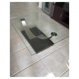 Contemporary Nickel/Glass/Espresso Coffee Table - $125