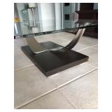 Contemporary Nickel/Glass/Espresso Coffee Table - $125