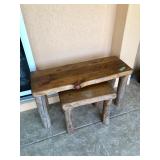 Nesting Rustic Wood Benches (Set of 2) - $95 - (Large = 36W  15D)