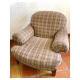 2 Matching Thomasville Upholstered Easy Chairs w/Wood Legs - $100 EACH  (42W 39D)