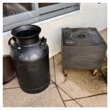 Vintage Milk Can, Wood Toilet Box