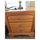 - Head/Foot Board - $75  - Two 3-Drawer Night Tables (some wear) - 1@ $20, 1@$10