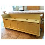Pale Mustard Yellow Wood Storage Bench - $165 - (60W  16D  25H)