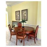 58" Round Cherry-Stain Dining Table w/10" Outer Leaf - $595