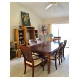 Cherry Finish Dining Table w/6 Chairs, 2 Leaves - $395 (45W  76L w/o leaves  30H)