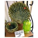 Vintage Epic Viking Glass Lime Green Diamond Point Fairy Lamp