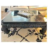 Carved Black Coffee Table - $60 - (42W  42L  17H)