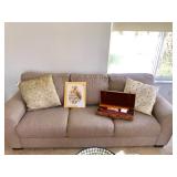 Taupe 3-seat Sofa w/attached Cushions - $115 - (80W  36D  33H)