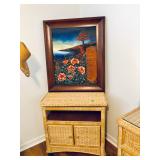 Natural Wicker Swivel-top Rolling Cart - $160 - (30W  18D  31H)