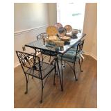 Black Wrought Iron Glass-top Table w/4 Chairs - $300 - (30W  50L  30H)
