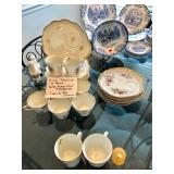 Vintage Porcelaine de France Toast/Snack Plates and Cups - 7 Sets 