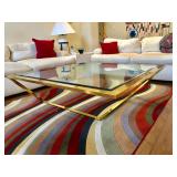 Brass and Glass Coffee Table - $95 - (42W  42L  15H)