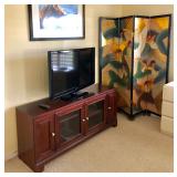TWO Matching Media Consoles w/Glass Center Doors - $135 EACH- (60W  17D  26H)