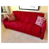 Red Futon Sofa - $110 - (87W  37D  36H)