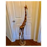 African Art Giraffe Wild Olive Wood Carving